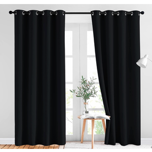 NICETOWN Black Out Curtains for Bedroom 84 inches Long - Light Reducing Thermal Insulated Solid Grommet Curtains/Panels/Drapes for Living Room (Set of 2, W52 x L84)