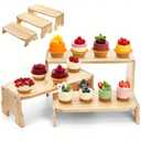 Eorbow 3 Tier Wood Cupcake Stand, 16" Tiered Display Riser for Food, Rustic Buffet Table Risers with Anti-slip Pads for Dessert, Shelf Organizers for Market Retail Vendors Wedding