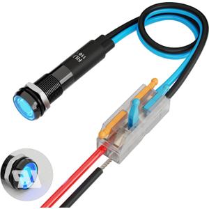 1Pcs 8MM (5/16") Indicator Light led Indicator light 110VAC Metal Lights Aluminum Waterproof ip67 Red Signal Lamp Lights(110V-Black Anodized-Blue 1Pcs)