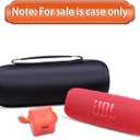 LTGEM Case Compatible with JBL Flip 7/5 / 6 / Grip Waterproof Portable Bluetooth Speaker, Office Hard Travel Carrying Storage Bag - Black+Red(Case Only)