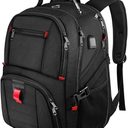 YOREPEK Travel Backpack, Extra Large 50L Laptop Backpacks for Men Women, Water Resistant College Backpacks Airline Approved Business Work Bag with USB Charging Port Fits 17 Inch Computer, Black