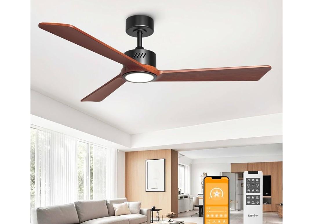 DAMINY Natural Solid Wood 52 inch Ceiling Fan with Light,3 Blade,6CCT,Black Low Profile Ceiling Fan with Light and Remote Control DAMINY Natural Solid Wood 52 inch Ceiling Fan with Light,3 Blade,6CCT,Black Low Profile Ceiling Fan with Light and Remote Control