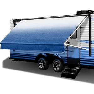 RV Awning Fabric Replacement 12FT (Fabric 11' 2"), Heavy Duty Camper Awning Replacement Weatherproof Vinyl Universal Outdoor Canopy for Camper, Trailer, and Motorhome Awnings Blue