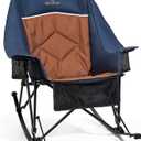 400lbs Rocking Camping Chair, Oversized Heavy Duty XL Folding Rocker for Adults, Padded High Back Big & Tall Support, with Cup Holders & Carry Bag for RV, Lawn, Patio & Sports