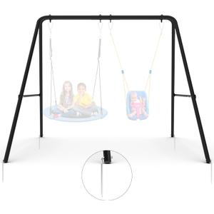Swing Frame,2 Seats Swing Stand with Ground Stakes, Heavy Duty Thickened Metal A Stand Frame Supports up to 440lbs,for Indoor Outdoor Kids and Adults(Without Seat)