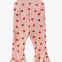 Toddler Baby Girl Valentine's Day Outfits Bell Bottom Romper Love Heart Strap Sleeveless One Piece Jumpsuit
 5-6Y