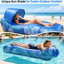 Inflatable Lounger with Sun-Shade Tent,Inflatable Couch with Pillow, Waterproof Beach Bed Camping Chair Air Sofa for Hiking Backyard Lakeside Travel Beach Park Picnics & Music Festivals（Blue）