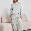 Womens 2 Piece Sweatsuit Set, 2025 Casual Long Sleeve Hoodie with Loose Wide Leg Sweatpants for Fall and Winter (M)