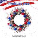 4th of July Wreath, 20 Inch Patriotic Wreaths for Front Door, Red White Blue Tulip Flower Wreaths with Berries Stars for Memorial Day Independence Day Wreath for Front Door Wall Window Decor
