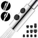 Metal Kitchen Sink Faucet Head Replacement, Chrome Kitchen Faucet Spray Head with 10 Adapters, Stainless Steel Pull Out Kitchen Faucet Replacement Sprayer Nozzle