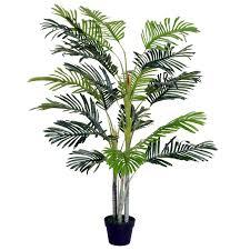 Artificial Palm Tree 5FT - Fake Tree with Black Tall Planter - Faux Tropical Areca Floor Plant in Pot - Artificial Silk Plant for Home Office Living Room Decor Indoor