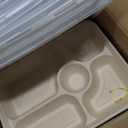 40 oz 5 Compartments disposable Sugarcane Fiber plates with Lids Bagasse Plant Fibers Freezer Safe 25 Pack
