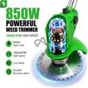 Cordless Weed Wacker with 2 Batteries, Lightweight 21V Weed Trimmer with Wheels, Electric Grass Trimmer, Adjustable Shaft Lawn Tool for Small Yard Tight Spaces