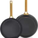 GreenPan Nonstick Reserve Pro 10” & 12” Frying Pan Set, NSF Certified Ceramic, Hard Anodized PFAS-Free Skillets, Stainless Steel Handles, Oven & Dishwasher Safe, Black
