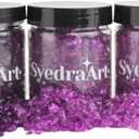 Syedra Crushed Glass for Crafts,Set of 3, High Luster Chips, Glitter,Broken Glass Pieces, 3-6mm, 1LB(Purple)