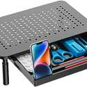 WALI Computer Monitor Stand with Storage, Desk Monitor Riser 3 Height Adjustable, Laptop Riser with Airflow Vents, Desk Organizer for Computer, Laptop, Printer, Notebook (STT003D-B), 1 Pack, Black