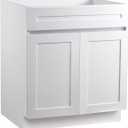 VEVOR White Shaker Base Cabinet, 30-Inch Unassembled Sink Base Cabinet, 30" W x 24" D x 34.5" H Ready to Assemble Cabinet with Soft-Close Doors and Adjustable Shelf, for Home Office