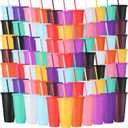 Honeydak 150 Pack Tumbler with Straw and Lid Bulk Cups for Gifts Water Bottle Iced Coffee Travel Mug Cup Reusable Plastic Tumblers for Party Birthdays 24-27 oz (Classic Color) (EXP 08/04/26)