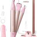 Nose Hair Trimmer for Women 3in1 Facial Hair Removal Trimmers- Rechargeable, Waterproof, Portable with Travel Bag- Trims Nose, Ear, Eyebrow, Peach-Fuzz, Lips, Chin Face Hair Remover (Rose Pink)