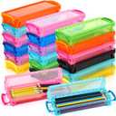 Glenmal 20 Packs Plastic Pencil Box Stackable Pencil Case Bulk Crayon Box with Snap Tight Lid Plastic Brush Painting Storage Organizer for School Office Home Supplies (Vibrant)