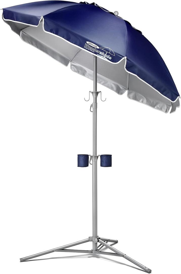 Wondershade Ultimate Portable Sun Shade Umbrella Lightweight Adjustable Outdoor Patio & Beach Umbrella with Tripod Base (Navy)