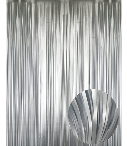 GOER 3.2 ft x 9.8 ft Metallic Tinsel Foil Fringe Curtains Party Photo Backdrop Party Streamers for Halloween,Birthday,Graduation,New Year Eve Decorations Wedding Decor (4 Packs,Black)