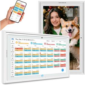 Digital Calendar wall touch screen 15.6" Great for Organizing Your 2026 Calendar, Syncs with Multiple Calendars(google calendar) Online, Horizontal, Vertical, and Wall Mountable (White)