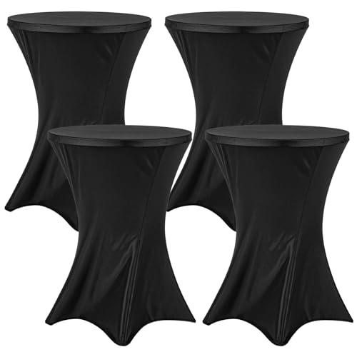 Kifmurase 4Pcs Spandex Cocktail Table Covers, 32x43 Inch Black Fitted Stretch Highboy Round Cover, Highboy Top Tablecloth, Tall Table Cloth for Party, Bar, Pub, Wedding, Banquet