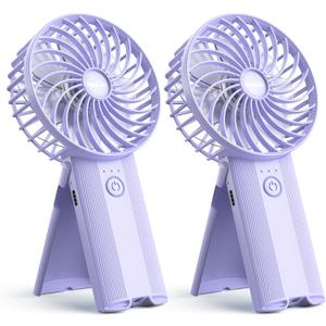 2pcs Mini Portable Folding Handheld Fans USB Rechargeable Personal Fan Neck Desktop 4-speed 3-in-1 Silent Handheld Mini Fan 6-15 hours battery life Suitable for summer travel Camping Outdoor Kids Gift