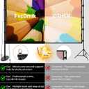 150 inch Projector Screen with Stand, 16:9 4K HD Portable Outdoor Movie Screen, Wrinkle-Free Foldable Indoor Projection Screen with Carry Bag & Ground Nails for Backyard Cinema Home Theater