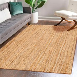 Hausattire Hand Woven Jute Braided Rug, 3'x5'  Natural, Reversible Boho Entry Area Rugs for Kitchen, Living Room I Farmhouse Indoor Outdoor Decorative Floor Rug, 36x60 Inches