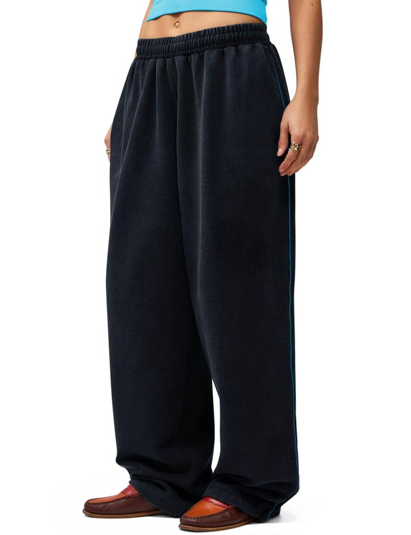 HeSaYep Women's Wide Leg Sweatpants Y2k Interior Drawstring Baggy Joggers Dancer Pants Streetwear with Pockets, Black XL