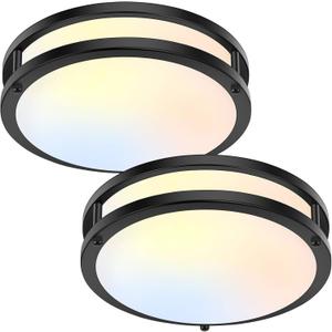 30W Flush Mount Ceiling Lights Black, 10inch LED Ceiling Light Fixtures 3600lm Super Bright, 2700K/3000K/4000K/5000K/6500K Adjustable Ceiling Lights, Dimmable Ceiling Lamps for Kitchen Bedroom, 2Pack