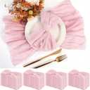 Teruntrue 30 Pack Light Pink Cheese Cloth Napkins Gauze Napkin Cloth Bulk Set of 30 Washable Boho Dinner Table Napkins for Wedding Party Baby Shower Birthday Party Decorations20 x 20 Inch