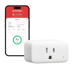 2025 New SwitchBot Smart Plug Mini 15A(1 Pack), Energy Monitor, Smart Home WiFi(2.4GHz) & Bluetooth Outlet, Compatible with Alexa & Google Home, APP Remote Control & Timer Function, No Hub Required