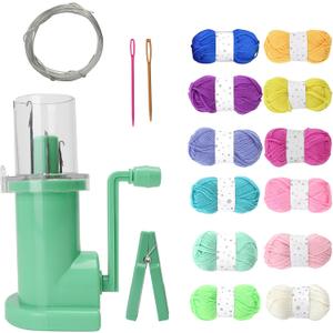 Easy Weaver Knitting Tool Manual Machine Mill Set for Thread Hand Sewing Crocheting Repair Project Household DIY Tejedora Craft (12 Multicolor Yarn,1 Spool Knitter, Clip, Sewing Needle, Aluminum Wire)