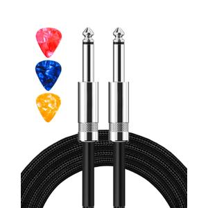 Guitar Cable, Guitar Cord 20ft AMP Cord for Bass & Electric Guitars/Keyboard/Mandolin TS 1/4 Inch Instrument Cable, Pro Audio Straight Angle Black