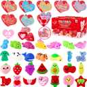 Budbof 28 Packs Valentines Day Gifts For Kids, Cute Mochi Squishy Toys and Valentines Cards with Hearts Box for School Boys Girls Exchange Gifts Classroom Prizes Valentine Party Favors