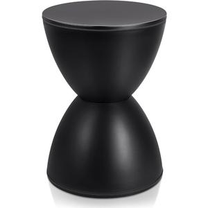 Leinuosen Modern Hourglass Black Drum Side Table, 16.73" H x 11.81" W
Plastic Drum End Table, Round Outdoor Stool Side Table for Coffee Patio, Indoor, Home