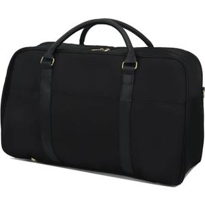 Travel Duffle Bag for Women & Men - Weekender Overnight Bag, Large Carry-On Gym Bag, Sports Duffel, Hospital Bag, Yoga Tote, Work Bag & Trolley Sleeve (Black)