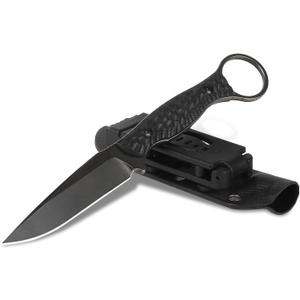 Fixed Blade Knife with Black G10 Handle and Kydex Sheath, 3.46" D2 Steel Full Tang Outdoor Tactical Hunting Knife for Camping, and EDC