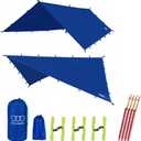 Gold Armour Rainfly Tarp Hammock, Premium 14.7ft/12ft/10ft/8ft Rain Fly Cover, Waterproof Ultralight Camping Shelter Canopy, Survival Equipment Gear Camping Tent Accessories (Blue 14.7ft x 12ft)