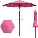 7.5FT Patio Umbrella Table Market Umbrella w/Tilt and Crank Heavy-Duty Round Outdoor Umbrellas for Garden, Deck, Backyard, Pool and Beach, Rose Pink