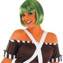 Womens Dark Green Bob Wig Adults Factory Worker Short Hair Costume Accessory, One Size