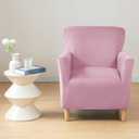 MIFXIN Banquet Armchair Slipcovers Chair Cover Velvet Stretch Armchair Sofa Cover 1 Piece Spandex Elastic Furniture Protector Couch Slipcover for 1-Seater Sofa with Arms (Pink)