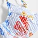 VOLAFA Women's Triangle Bikini Set Textured Frilled Smocked Ruched Push Up Swimsuit Two Piece Bathing Suit (S)