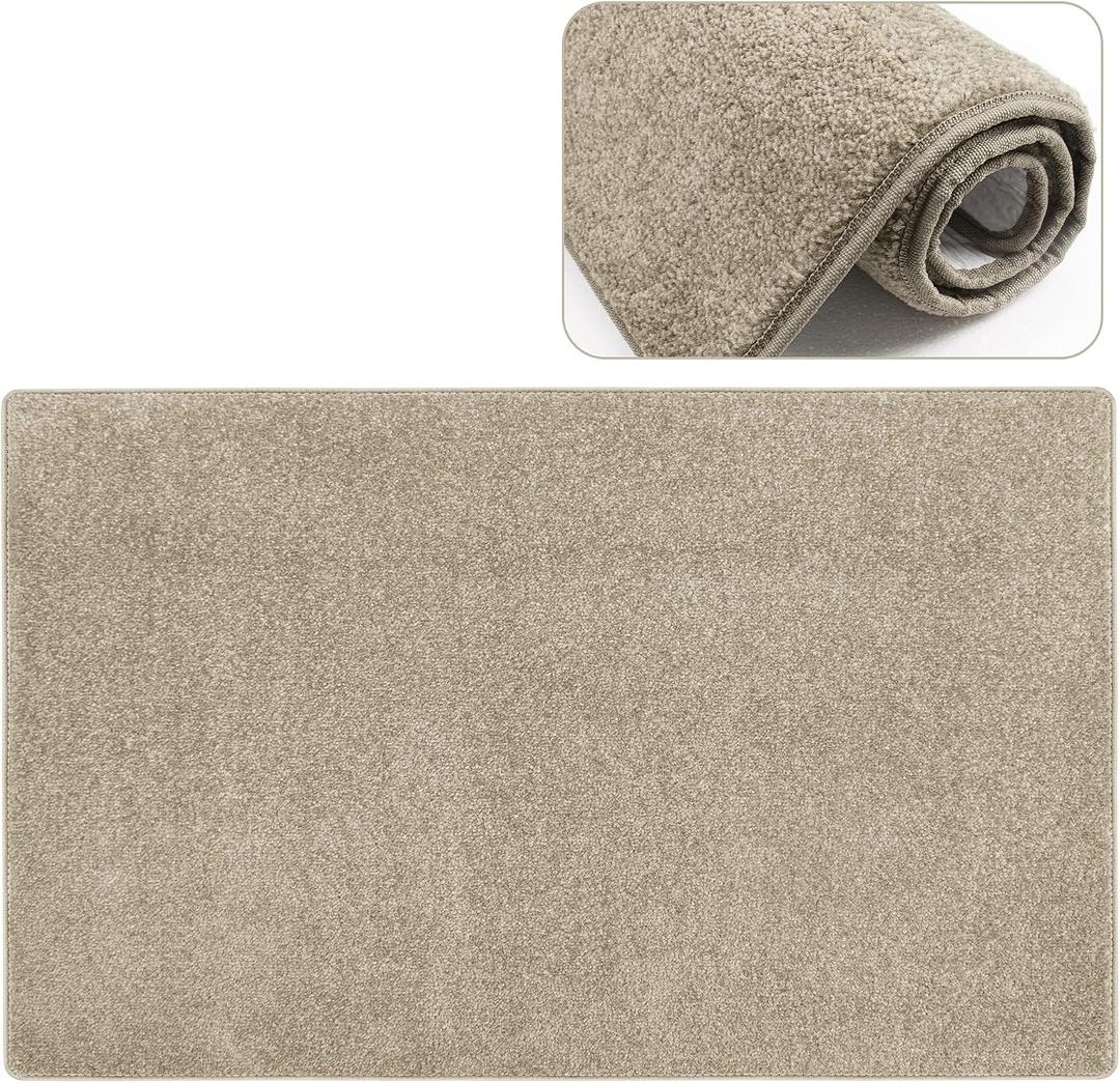 PURE ERA Carpet Stair Tread Landing Mat Tape Free Self Adhesive Non Slip Skid Resistant Indoor Doormat Area Rug Floor Mat for Kitchen Bathroom Workstations Washable 2' X 3' (Cream Grey)