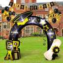 8ft Graduation Inflatables Arch Decorations Outdoor Yard Black Gold Graduation Blow up Decor Congrats Grad Inflatables with Cap LED Lights for Class of 2026 High School College Prom Party