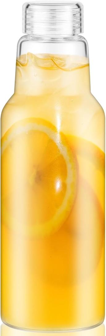 34 Oz Glass Juice Bottles with Lids, Glass Bottles, BPA Free, Borosilicate Glass for Juicing, Smoothies, Infused Water, Beverage Storage, Shaker Bottles (Pack of 1)