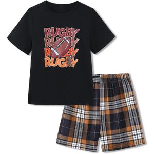 Mikrdoo Boys Pajamas Short Sleeve Summer Cool PJs Set 2-Piece Cozy Sleepwear for Kids Size 6-16 Years